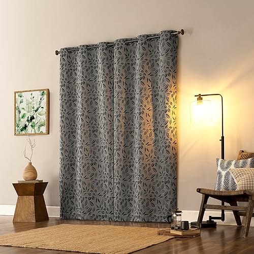 Miniatura 2 de Sun Zero Satti Panel de cortina 100% opaca con ojales bordados, perlagris, 40 pulgadas de ancho x 84 pulgadas de largo (1 panel)