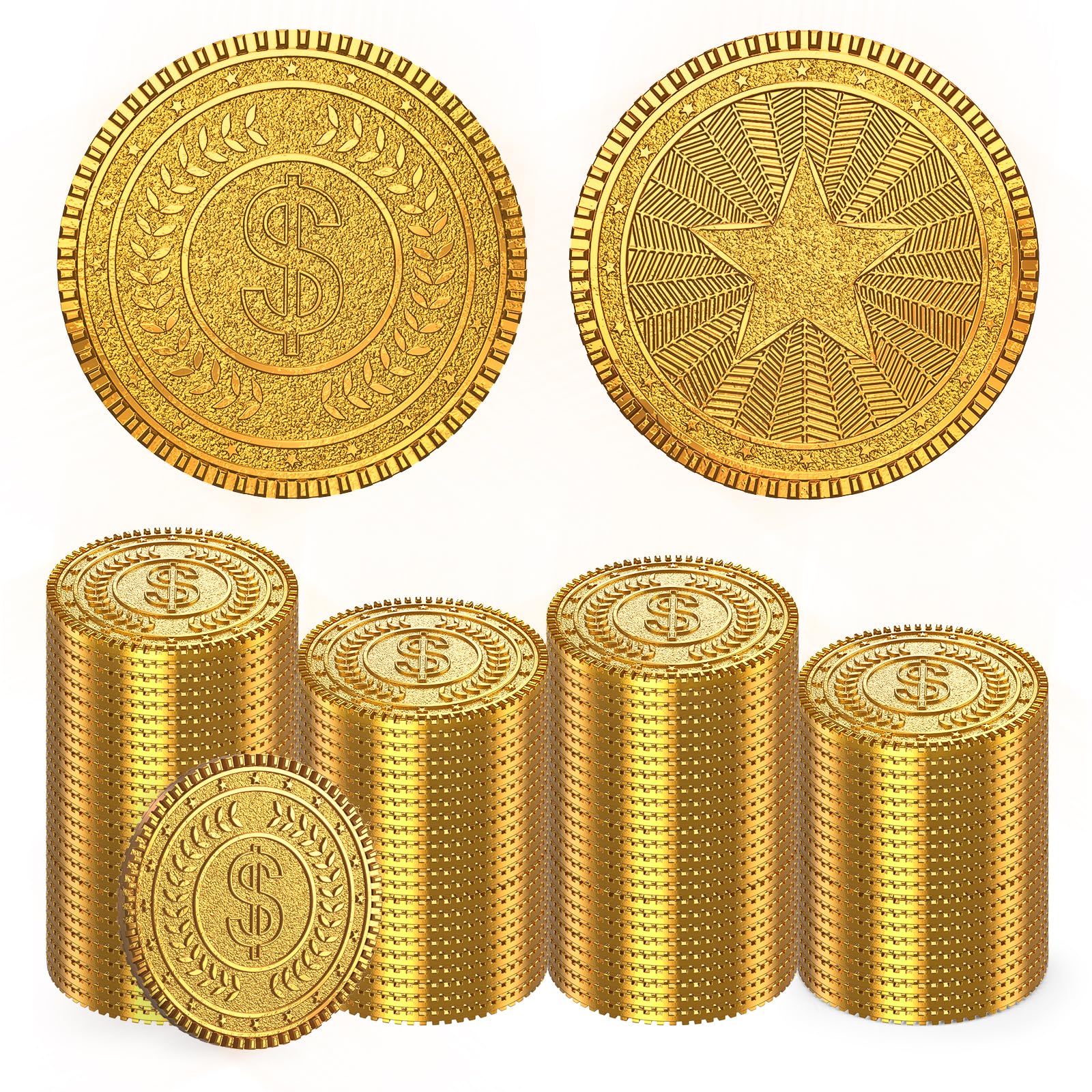Byhoo 100 PCS Metal Gold Coins,DND Pirate Coins, Stress Relief Tool,with Velvet Drawstring Pouch for Board Games, Role - playing, Treasure Hunts,Pirate Adventure Themed Play Favor