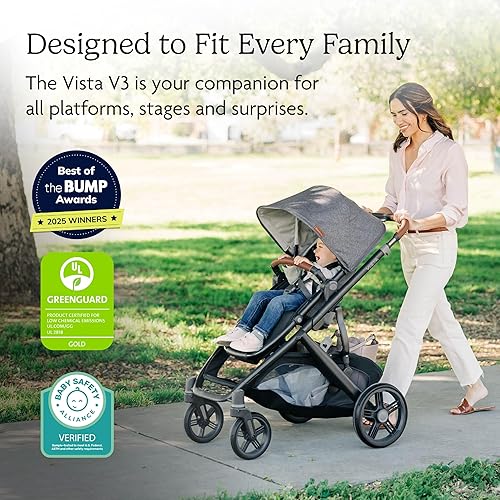 Miniatura 3 de UPPAbaby Vista V3 - Cochecito - Sistema de cochecito individual a doble de tamaño completo, asiento para niños, protector de insectos, protector de