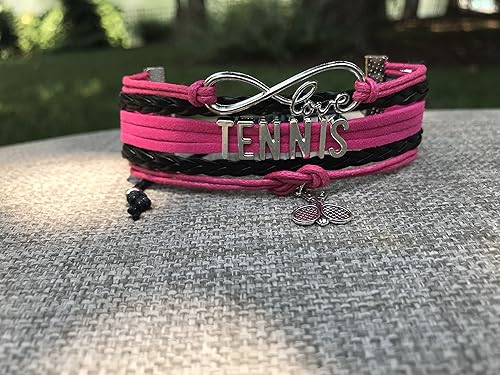 Miniatura 2 de Infinity Collection Pulsera de raqueta de tenis, joyería de raqueta de tenis rosa para niñas y mujeres, regalos de tenis para jugadores de tenis,