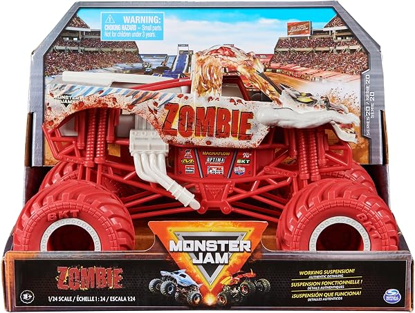 Monster Jam, Official Zombie Monster Truck, Collector Die-Cast Vehicle, 1:24 Scale, Kids Toys for Boys and Girls Ages 3 