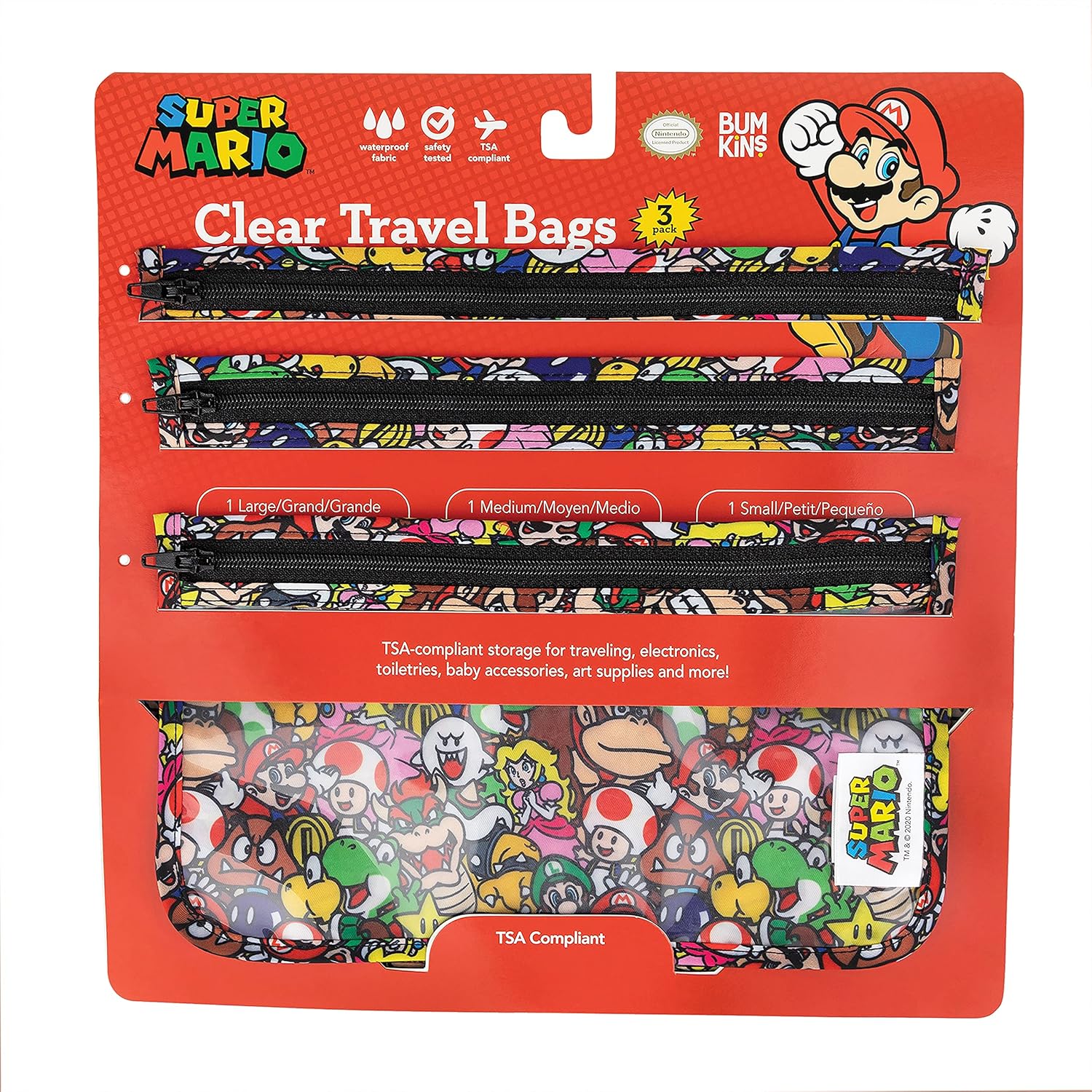 Buy Bumkins TSA Approved Toiletry Bag, Travel Bag, Quart Zip Pouch, Clear Sided, PVCFree, Vinyl