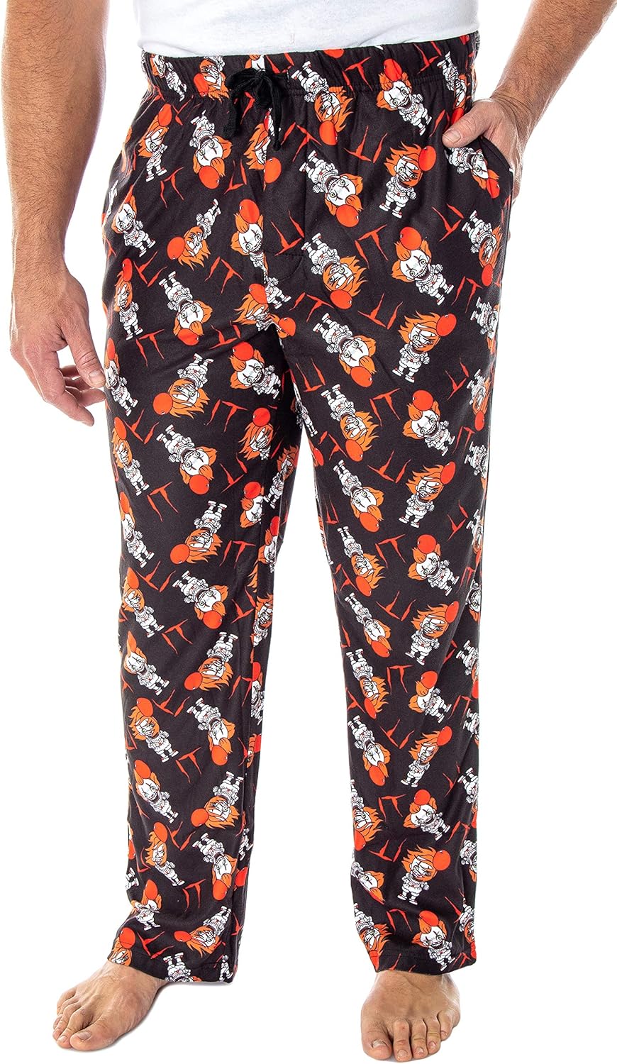 INTIMO IT The Movie Men's Pennywise The Clown Character All-Over Print Horror Movie Sleep Pajama Pants Loungewear