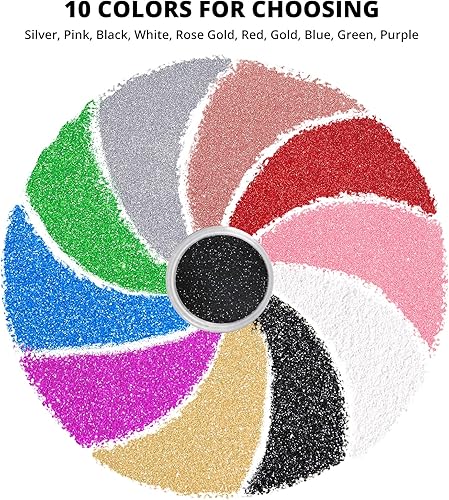 Miniatura 46 de HTVRONT Purpurina blanca fina holográfica – 1.76 oz de purpurina para resina, purpurina fina no tóxica para uñas, resina, fabricación de velas, Negro