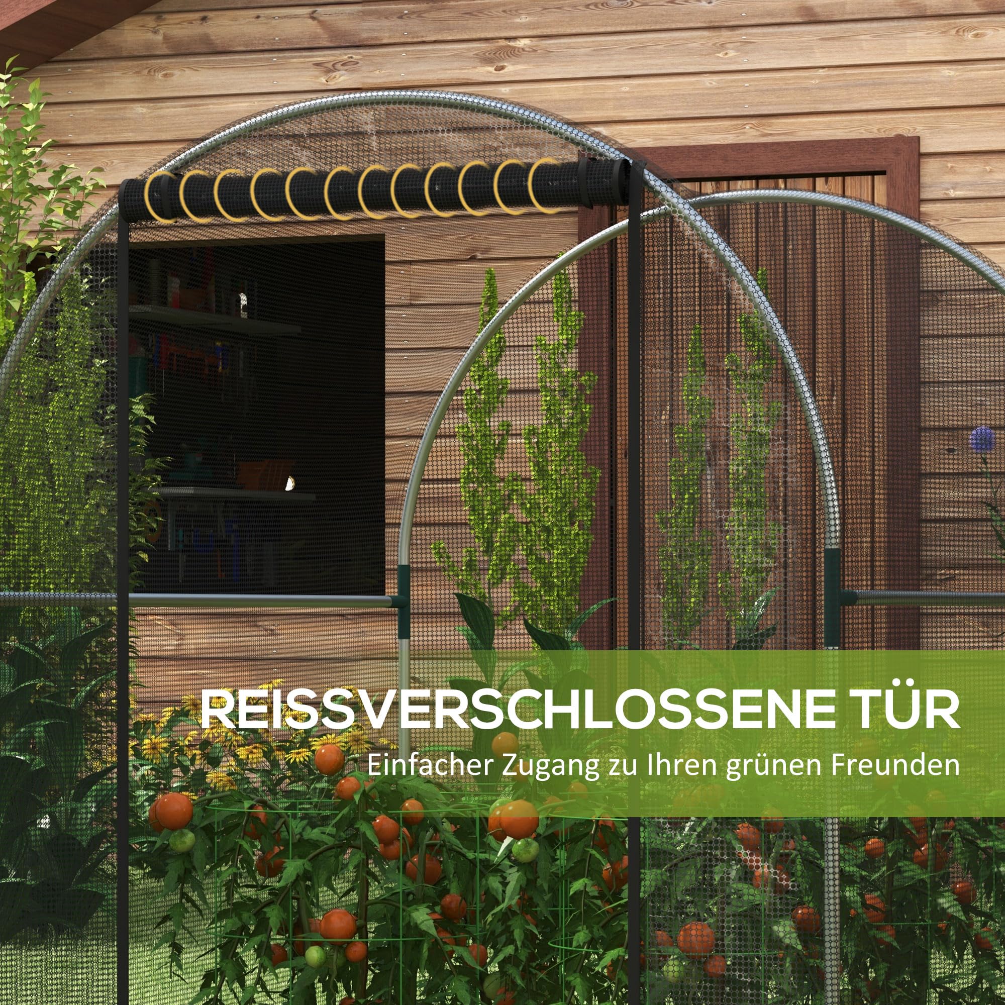 Outsunny Filet de Protection Contre Les Insectes - 1,2 x 1,5 m - avec Porte - avec Cadre en Acier - pour Jardin, Balcon - PEHD - Noir