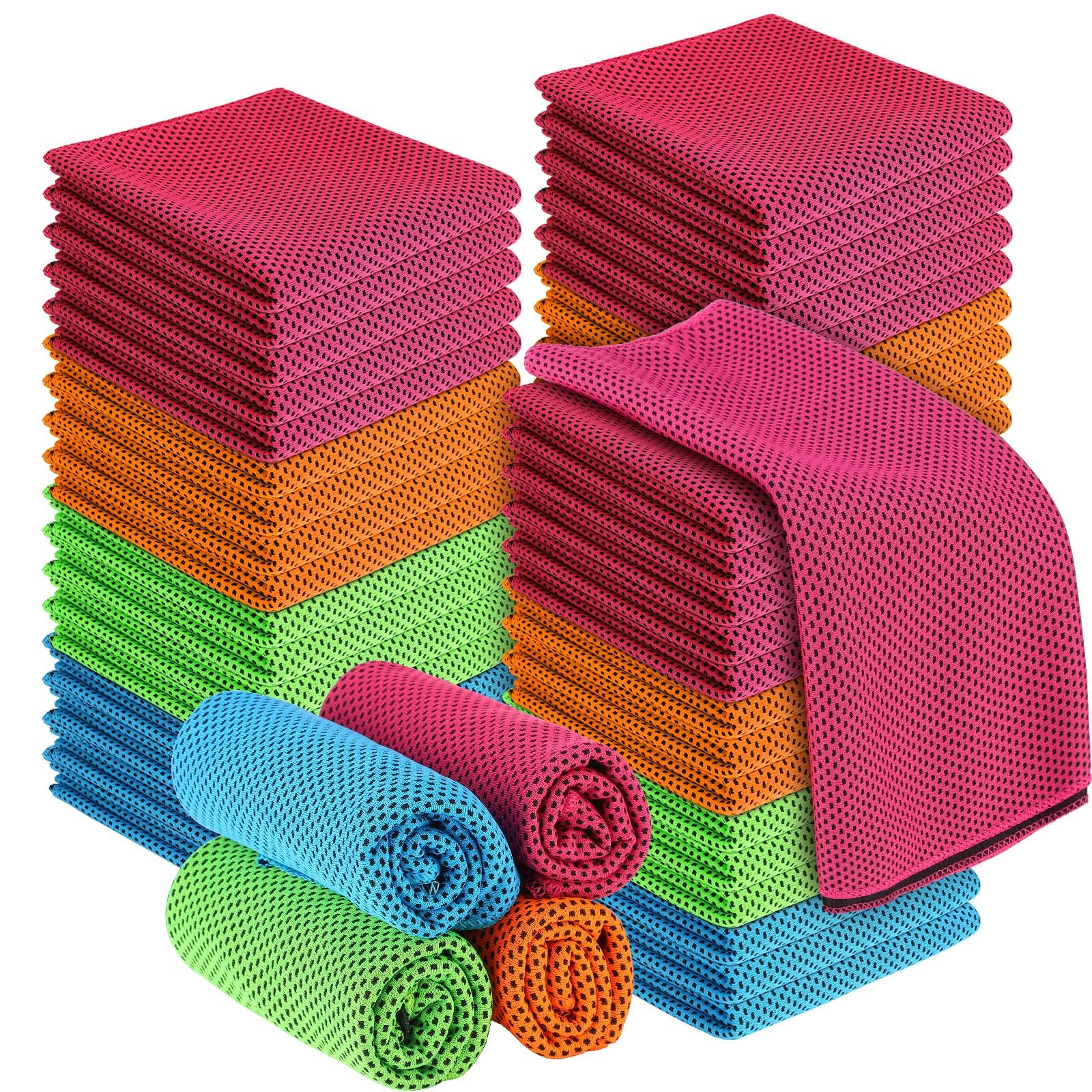 50 Pcs Cooling Towel Bulk 12 x 40 inches Ice Yoga Gym Accessories Cool Hiking Gifts Soft Breathable Chilly Towel for Neck Sport Running Workout Fitness Camping Golf More Activities