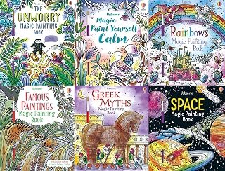 Magic Painting Book 6 Books Collection Pack Set #4 (Famous Paintings, Greek Myths, Magic Paint Yourself Calm, Rainbows,Space,Unworry)