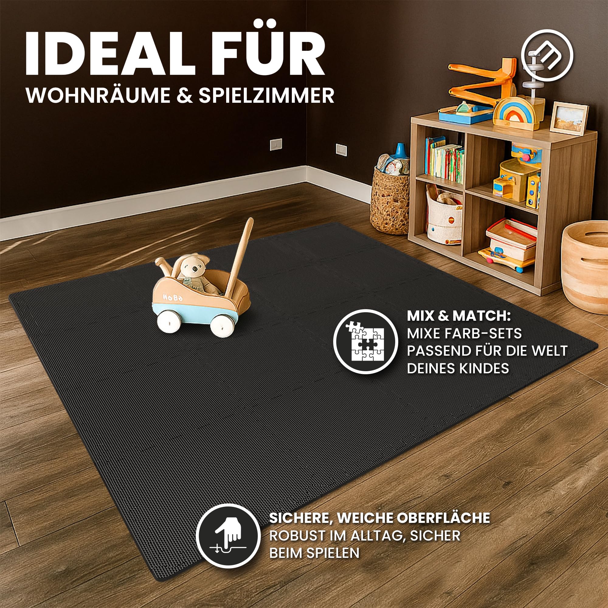 bemaxx Bodenschutzmatte Fitness - Sportmatte Fitnessmatte Gymnastikmatte Puzzlematte Yogamatte Turnmatte Trainingsmatte Spielmatte Fallschutzmatte Laufbandmatte - Gym Workout Pool Garage