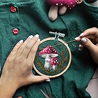 Vista 6 de Caydo 6 piezas de aro de bordado de 3 pulgadas con tornillo de metal, juego de aros de bordado pequeños, anillo de aro de punto de cruz de bambú