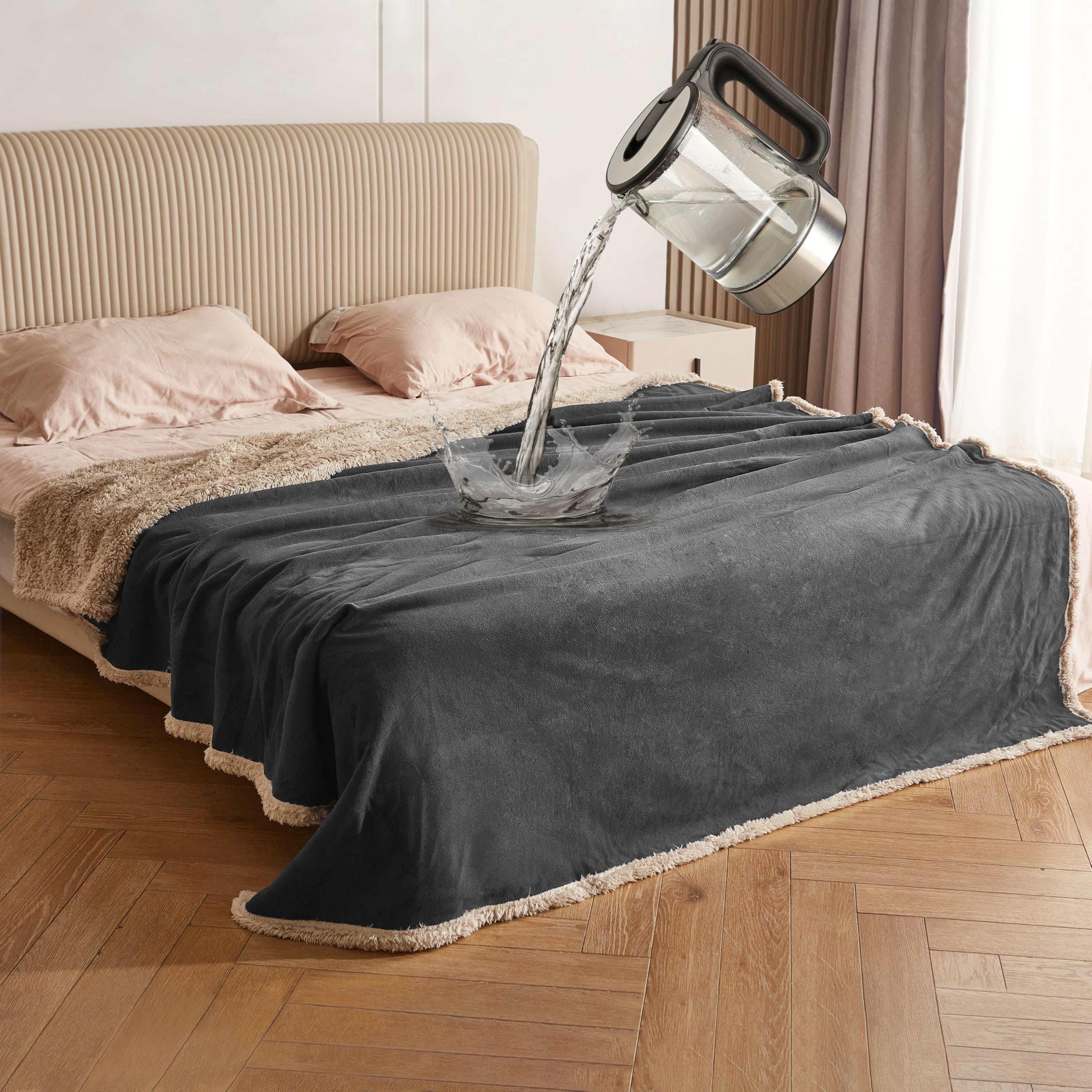 Housse De Canapé Imperméable Catalonia Classy – Lavable, Protection Lit, Taupe/gris, 203x152 Cm