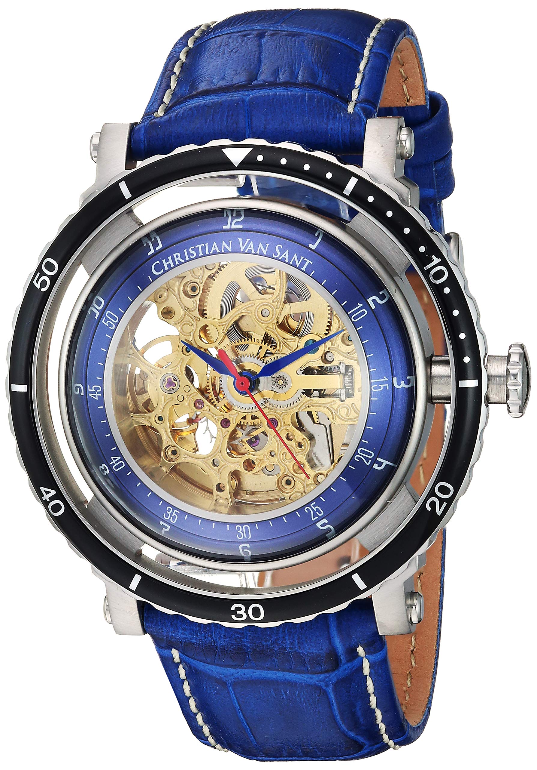 Christian Van SantMen's CV0741 Dome Analog Display Japanese Automatic Blue Watch