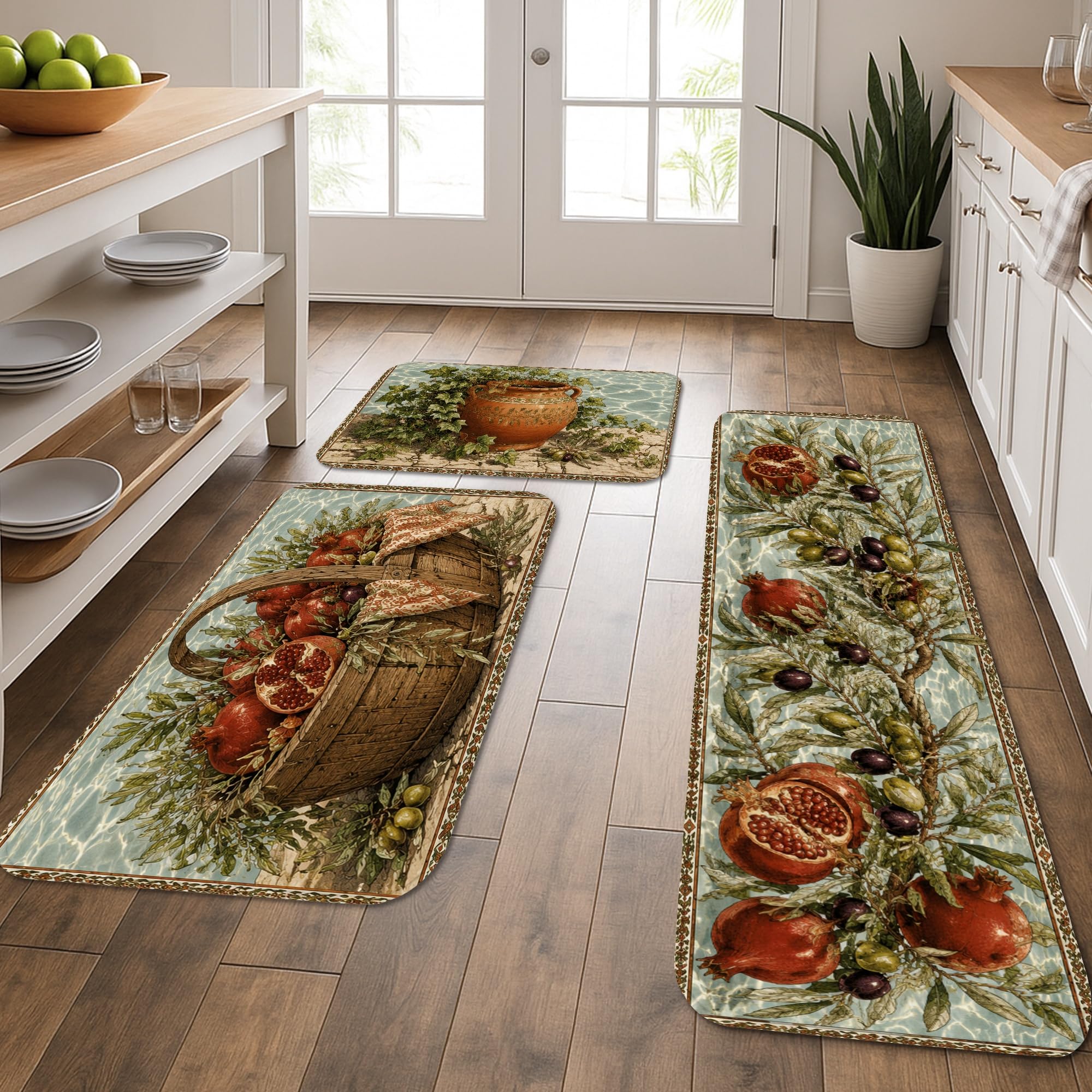 Tapis de cuisine vintage de qualité supérieure : douceur et finitions rustiques grenade