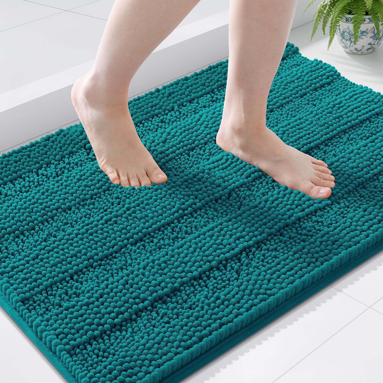 Grandaily Chenille Bathroom Rugs 36x24, Soft Absorbent Bath Mats, Deep Lake