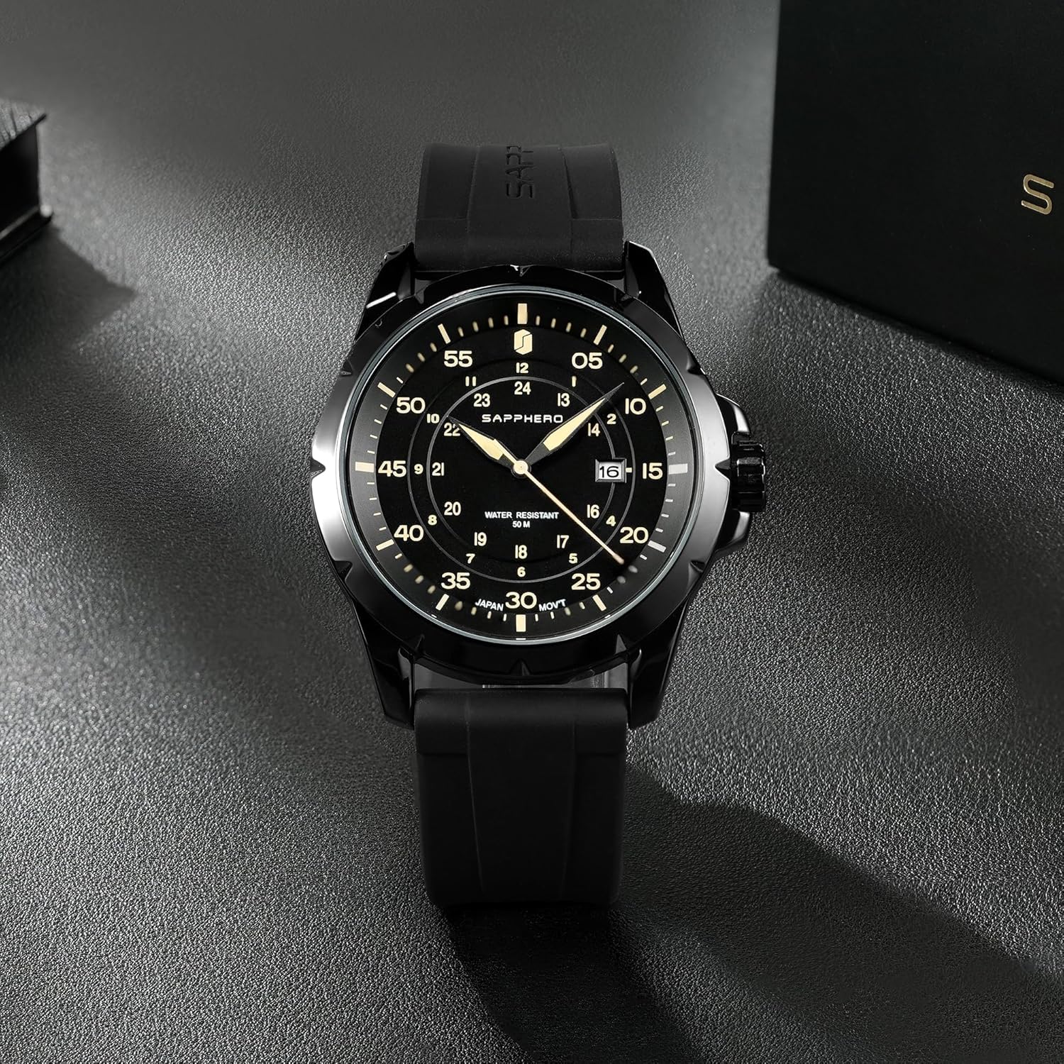 SAPPHERO Mens Watch 50M Waterproof Luminous Quartz Analog Watches with Date Display Casual Stylish Work Business Classic Silicone Strap Men's Wrist Watches Elegant Gifts for Men - Image 6