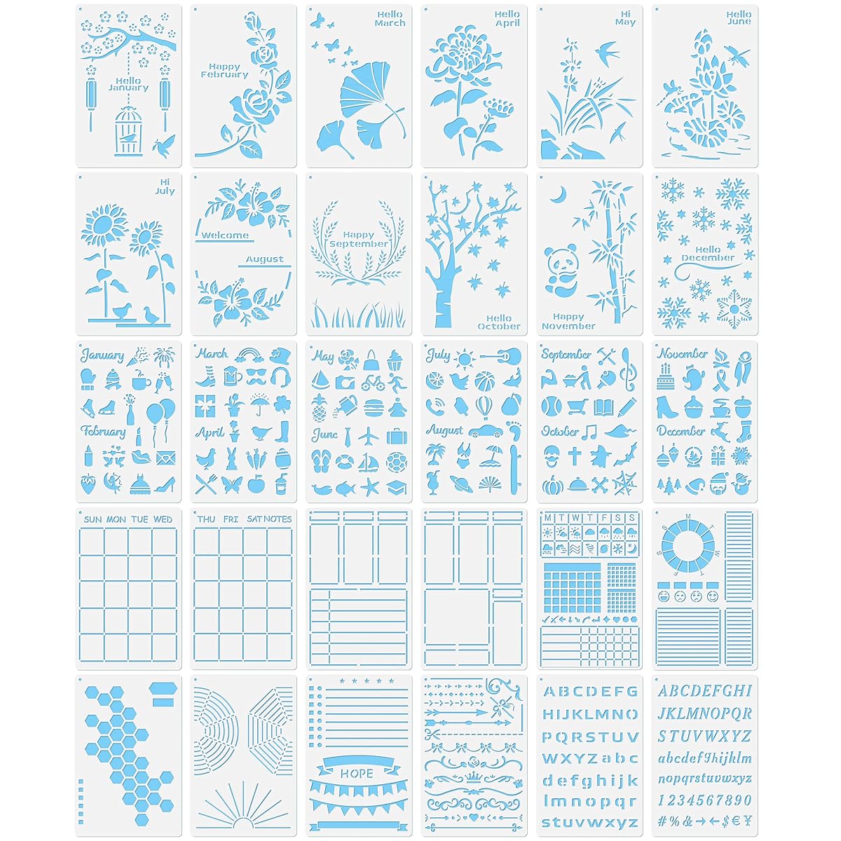 Ultimate Productivity Bullet Journals Stencils Supplies Set, Planner Stencils