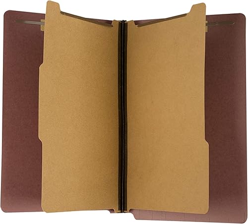 Carpeta de partición de clasificación de cartón prensado - Tamaño legal - Carnelia Red - Pestaña final con 2 divisores y expansión de 2 pulgadas