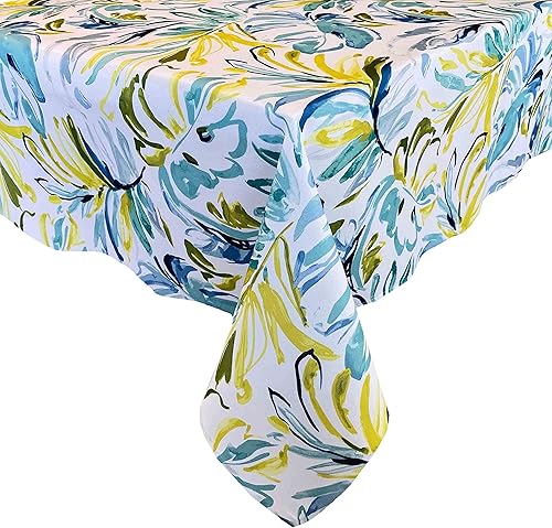 Miniatura 5 de Newbridge Key West - Mantel de tela pesada para interiores y exteriores, diseño floral de hoja de palma azul, repelente al agua y las manchas, 60 x