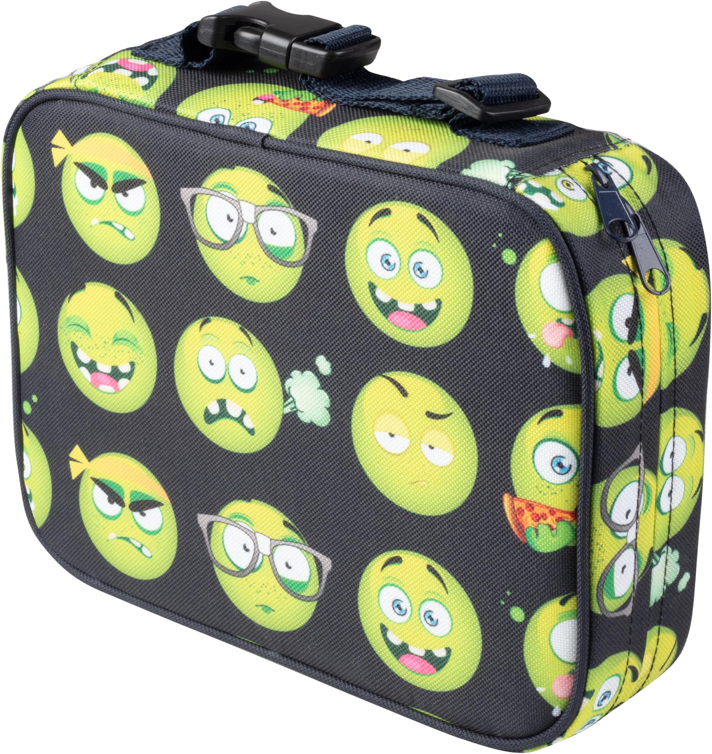 Bentology Lunch Bag and Box Set for Boys - Includes Insulated Sleeve with Handle, Bento Box, 5 Containers and Ice Pack - Emoji