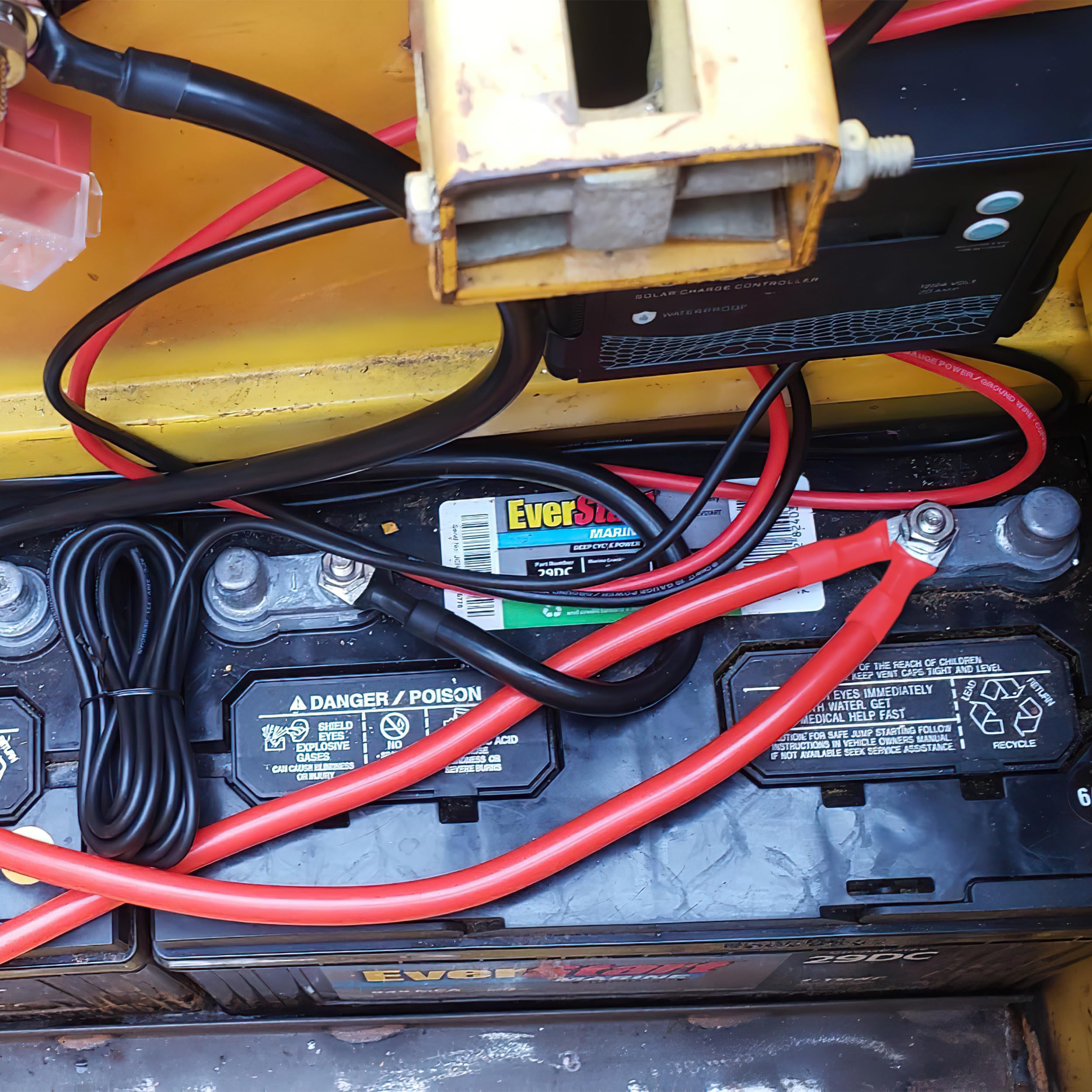 Cavi Batteria Auto 50cm 35mm² 2AWG 12V con Capicorda M8 per Camion Moto Marina Solare Nero e Rosso