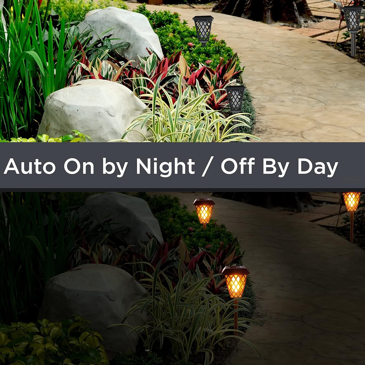 One-Day Sale: Up to 40% Off Morvat Outdoor Flame Flickering Solar Path Lights, Walkway Solar Lighting, Solar Torch Light, LED Torch Solar Landscape Lighting, Waterproof Flaming Solar Torches, Pack of 8