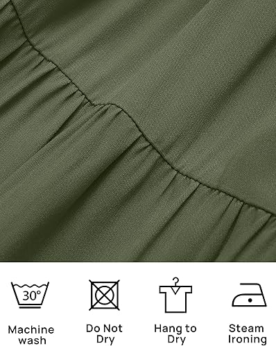 Miniatura 5 de ZESICA - Minivestido casual con cuello en V y manga larga para mujer, fruncido, de cintura alta y con volantes, vestido acampanado y escalonado