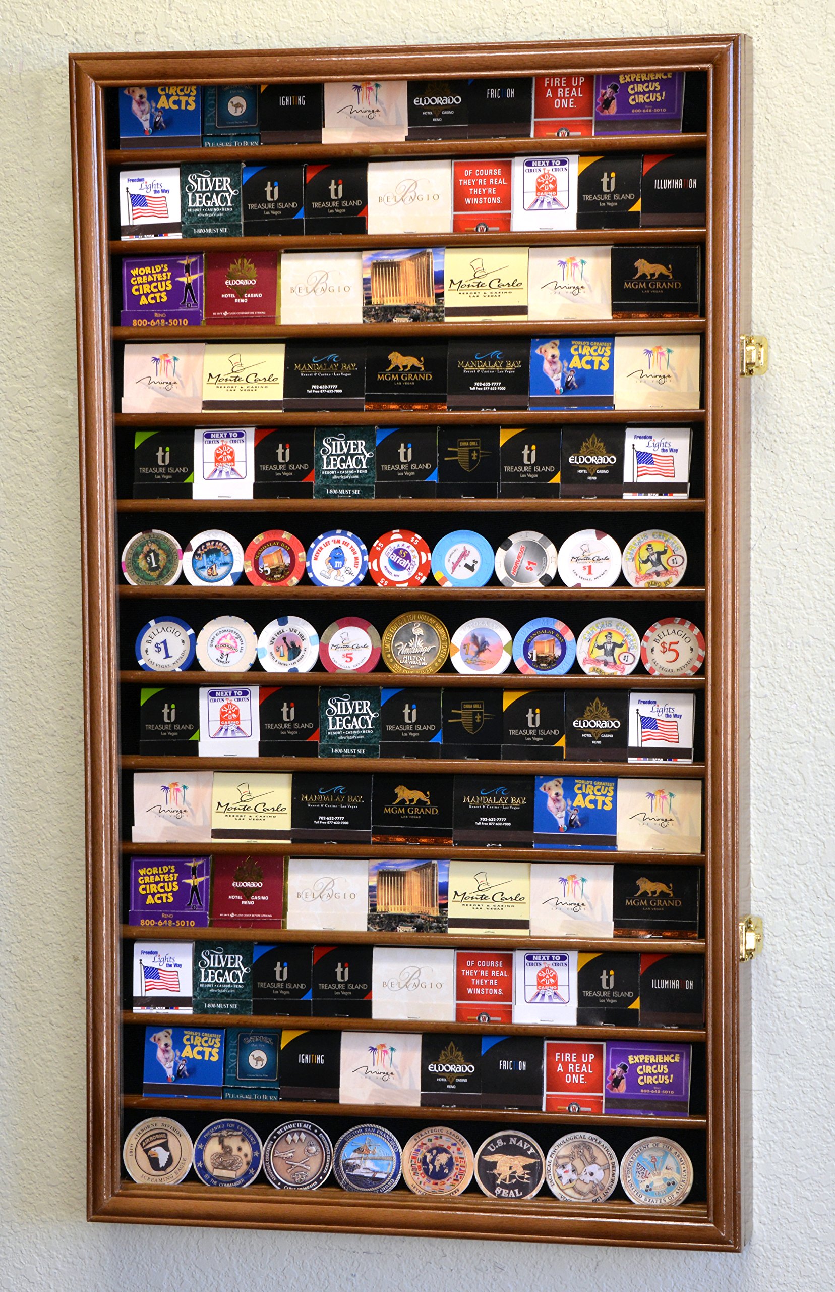 sfDisplay.com,LLC. 117 Matches Matchbook Display Case Cabinet Holder Rack Holds up to 117 Match Book or Boxes, 98% UV, Lockable (Walnut Finish)-image-6
