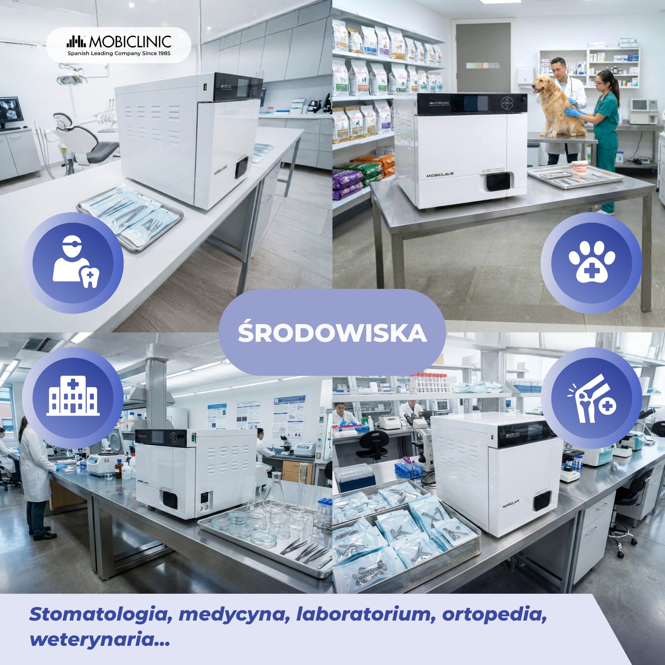Mobiclinic®, Autoklaw Parowy o Pojemności 17 l, Dezynfekcja 99%, Zasięg 360°, Wyświetlacz LCD, 6 Cykli + Możliwość Personalizacji, Drukarka, USB, SD, Kliniki i Laboratoria, MobiClave Plus
