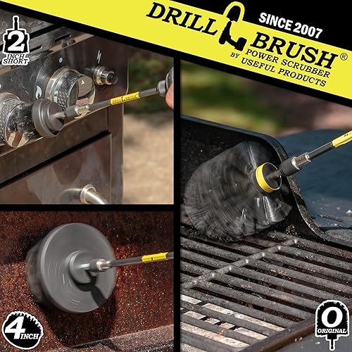 Miniatura 2 de Juego de 3 cepillos para limpieza para conectar al taladro, herramientas para limpiar y restregar para utilizar con el taladro, con extensión.