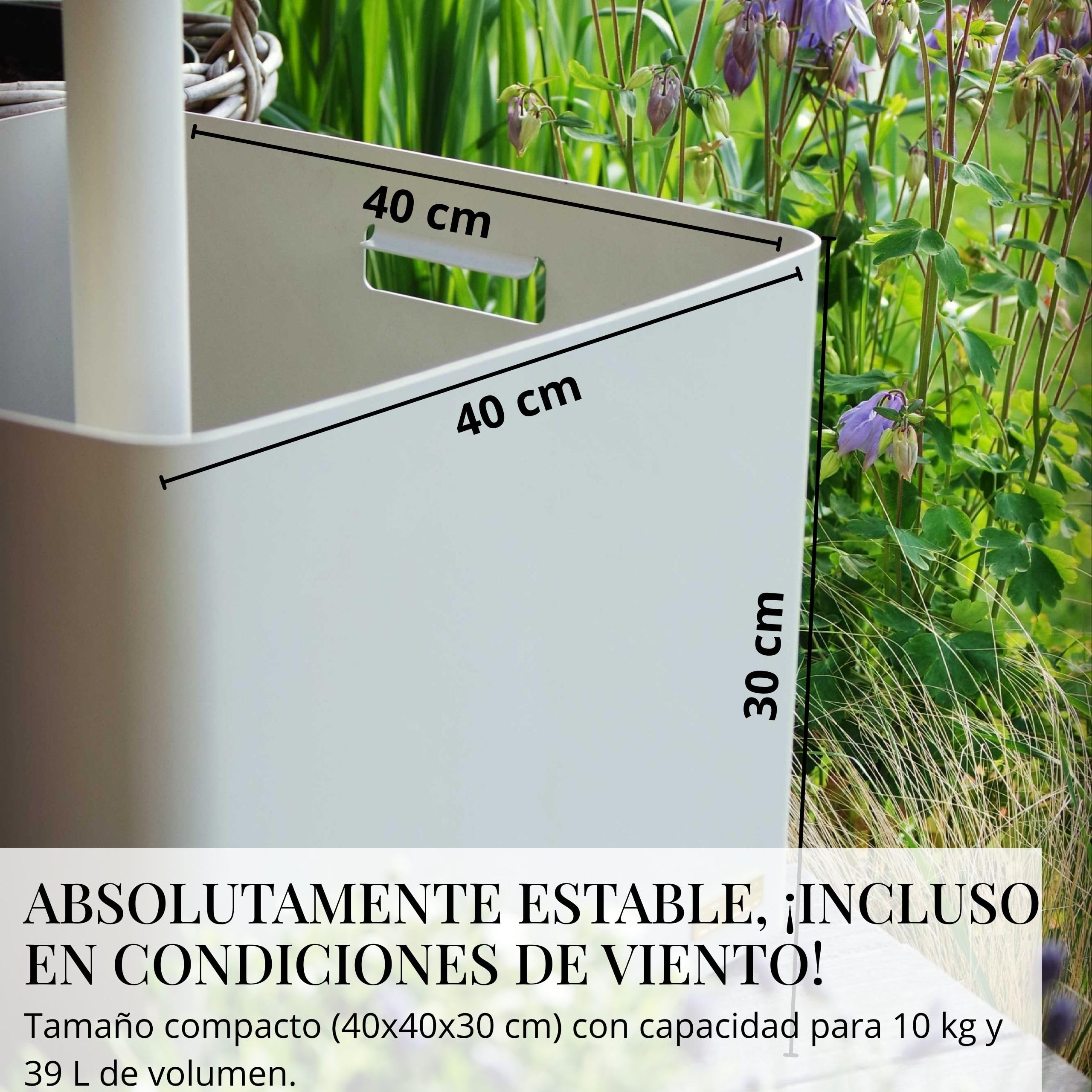 Livlig53 LIVLIG - Soporte para sombrilla con ruedas, 2 en 1, jardinera y protección solar, 100% acero inoxidable, rellenable hasta 39 L, para sombrillas de hasta 250 cm de diámetro, color gris