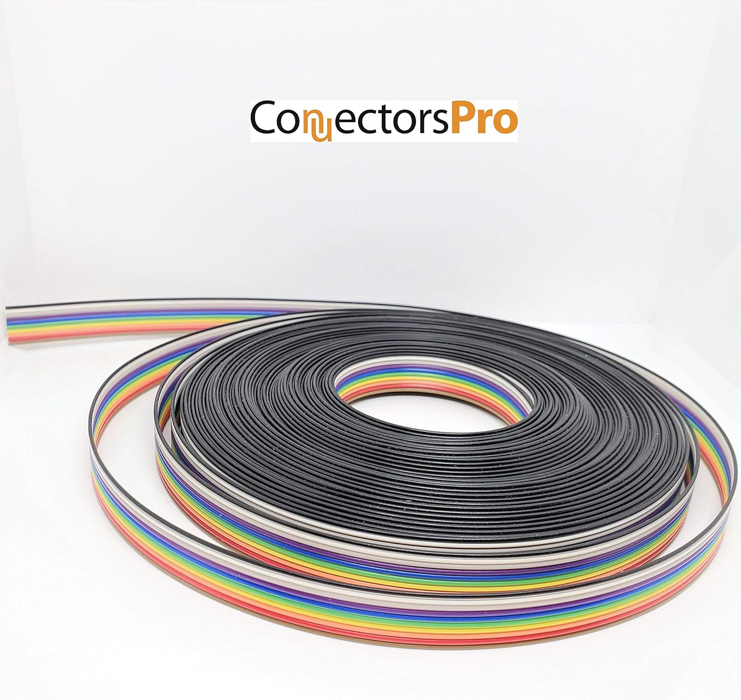 Pc Accessories - Connectors Pro IDC 10P Rainbow Color 50 Feet Flat Ribbon Cable for 2.54mm 0.1” Spacing Connector 10C 50’ (10P-50FT)