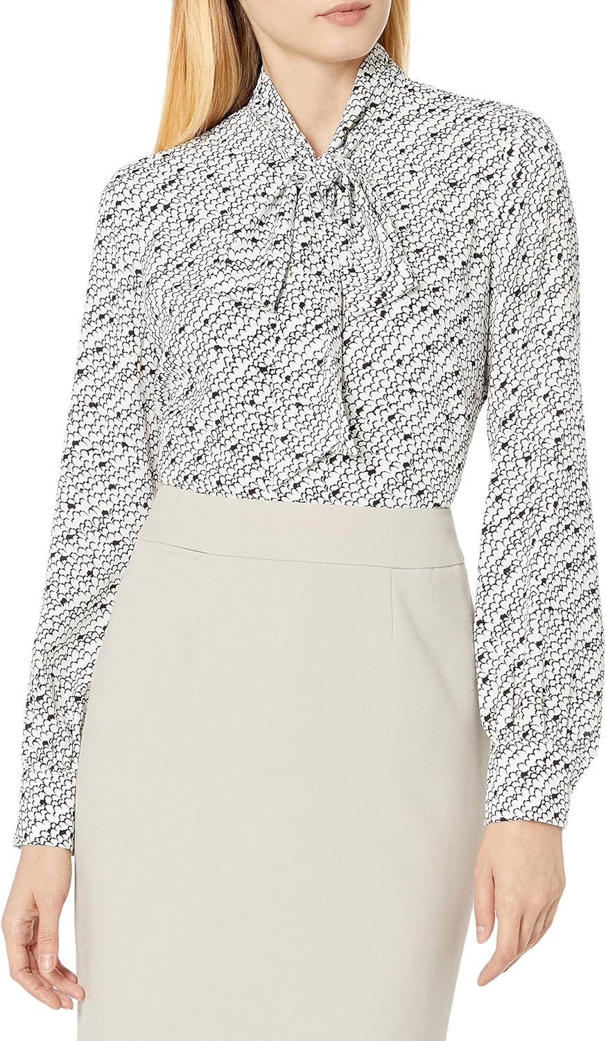 TAHARI Women's Long Sleeve Bow Blouse