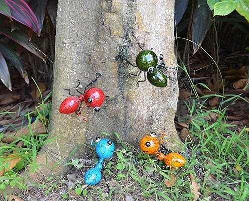 Miniatura 9 de GIFTME 5 Juego de 4 esculturas de jardín de metal, decoración de jardín, juego de 4 decoraciones de jardín, perfectas para colgar el árbol, porche,