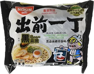 Nissin Demae Black Garlic Oil Tonkotsu Pork Instant Ramen Noodles, 3.5oz Packs (30 Count) - Bold Flavor, Fresh Sealed