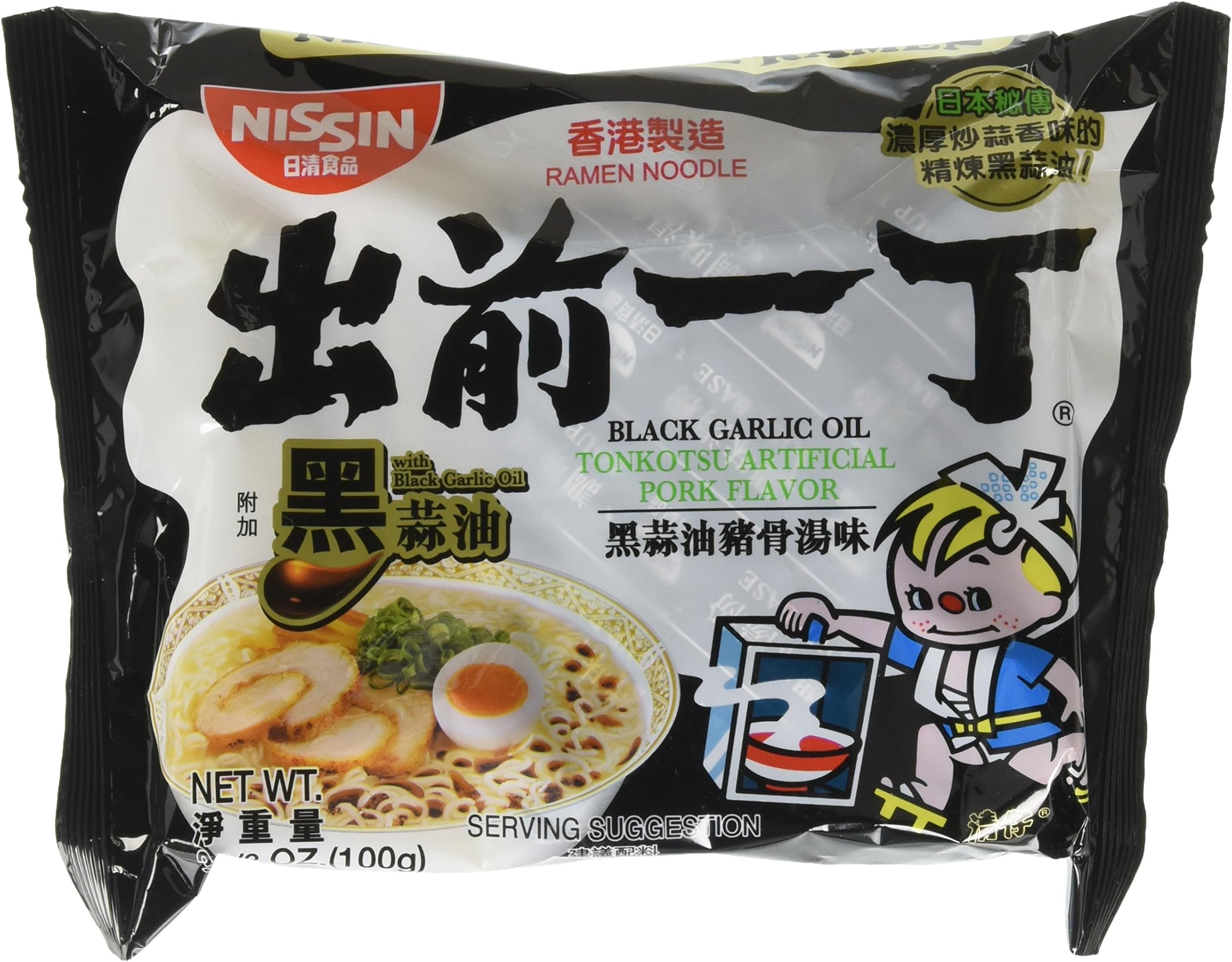 Nissin Demae Black Garlic Oil Instant Ramen Noodles, 3.5 Ounce (Pack of 30)