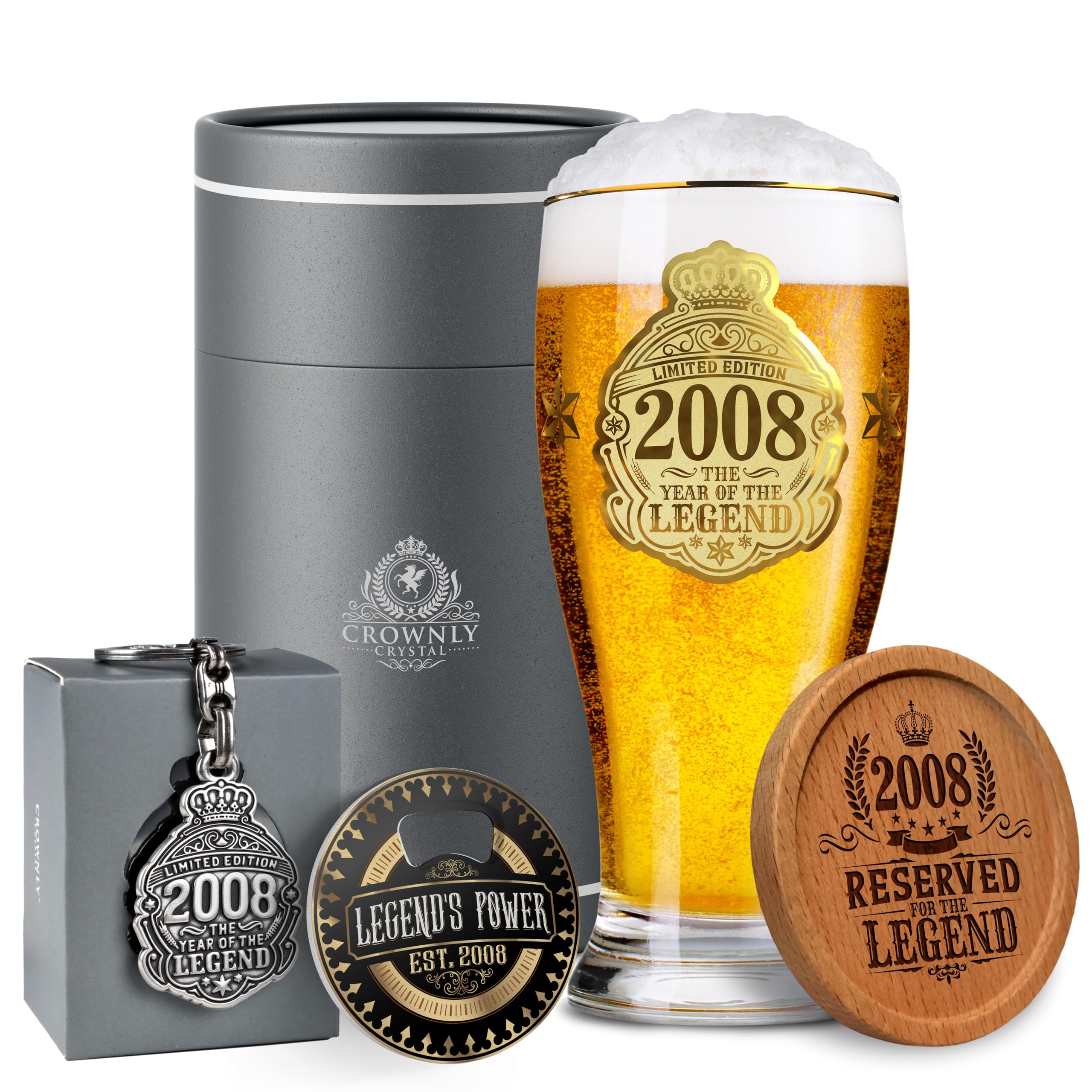 AMAVEL Calice Da Birra Weiss Inciso Per 18° Compleanno - Bicchiere In Vetro 0,5 L Con Scritta Auguri Di Cuore