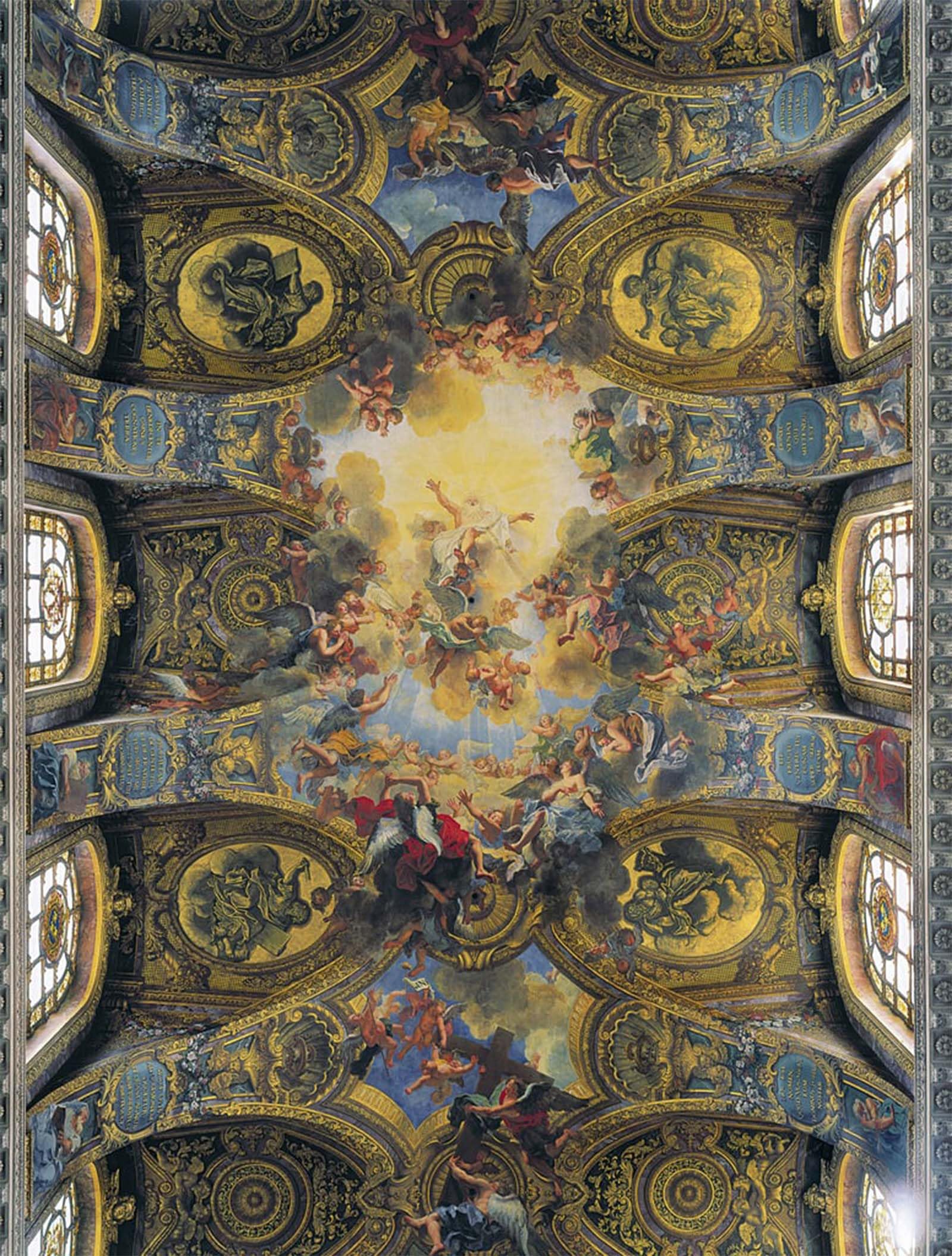ARTXLXXBN Famous Painting Canvas Artwork Graffiti Print Frescoes of the Vault of the Royal Chapel decorated by Antoine Coypel Portrait Canvas Image for Home Decor 60x90cm