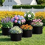 CHRORINE 6-Pack 7 Sacs de culture Gallon 300G Pots en tissu d'aération épais avec poignées pour planter des plantes Fleurs et fruits