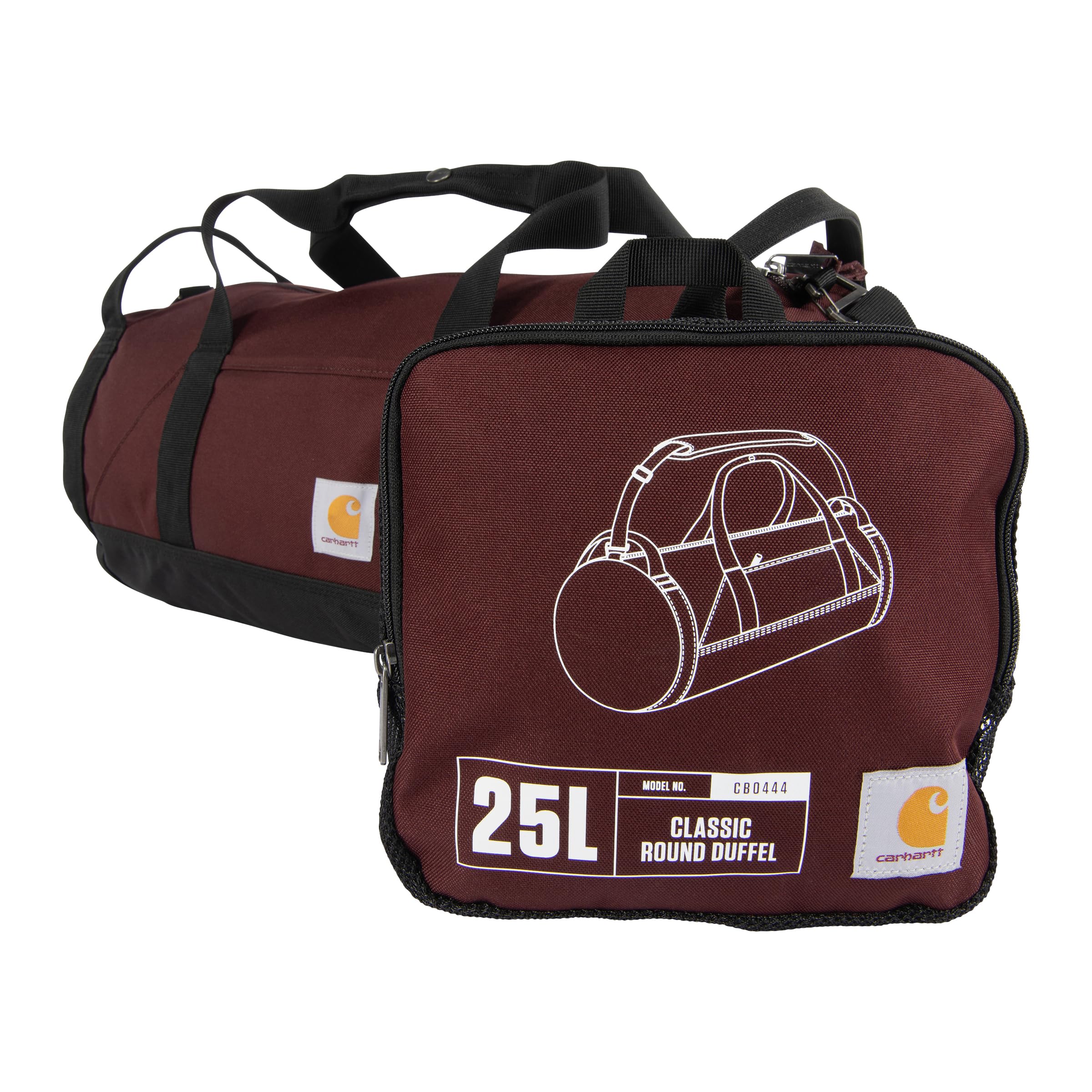 Carhartt Classic Round Duffel with Utility Pouch, Heavy-Duty, Water-Resistant Packable Gear Bag for Jobsite, Gym, and Travel