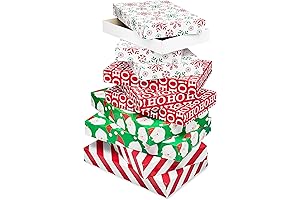American Greetings Christmas Boxes in Festive Red and White Stripes