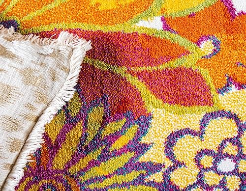 Miniatura 5 de Unique Loom colección Lyon - Alfombra de área de diseño floral, estilo moderno