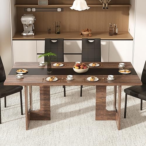 Miniatura 9 de St.Mandyu Juego de mesa de comedor y sillas de 7 piezas para 4-8 personas, mesa de cocina de 71 pulgadas con 6 sillas, mesa de comedor rectangular
