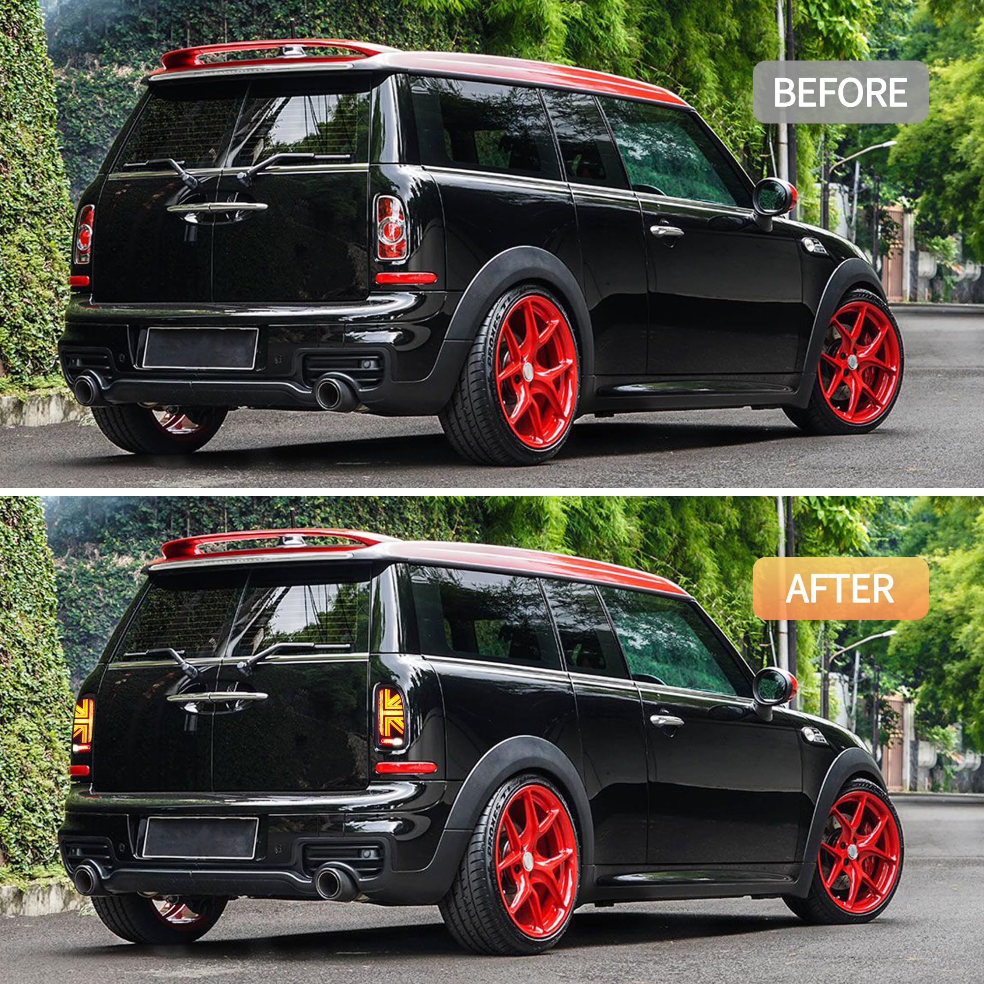 VLAND Rückleuchten Kompatibel für Mini Clubman R55 Cooper, Cooper S, JCW 2007-2013, Mit E-Prüfzeichen, 1 Satz (Schwarz)