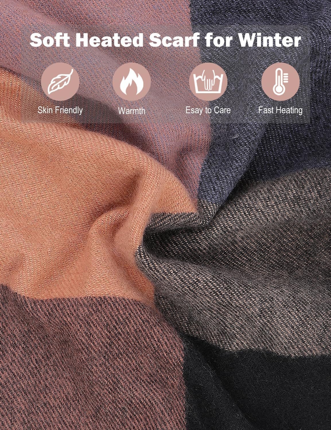 Heated Scarf for Women and Men with Rechargeable Battery, Electric Heating Neck Scarf for Winter, 3 Temperature Levels - Image 5