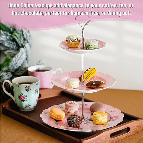 Miniatura 6 de BTaT- Royal - Juego de 8 tazas de café de porcelana de porcelana de porcelana de 12 onzas, tazas de café grandes para tazas de café, tazas de té