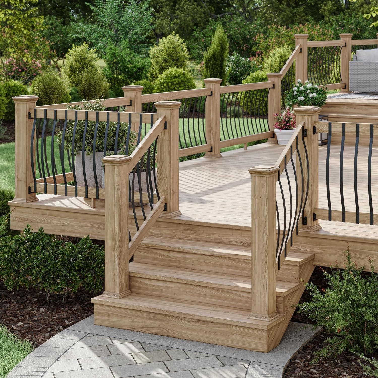 Deckorators 32-1/4 in. Textured Black Aluminum Arc Baluster (5-Pack)