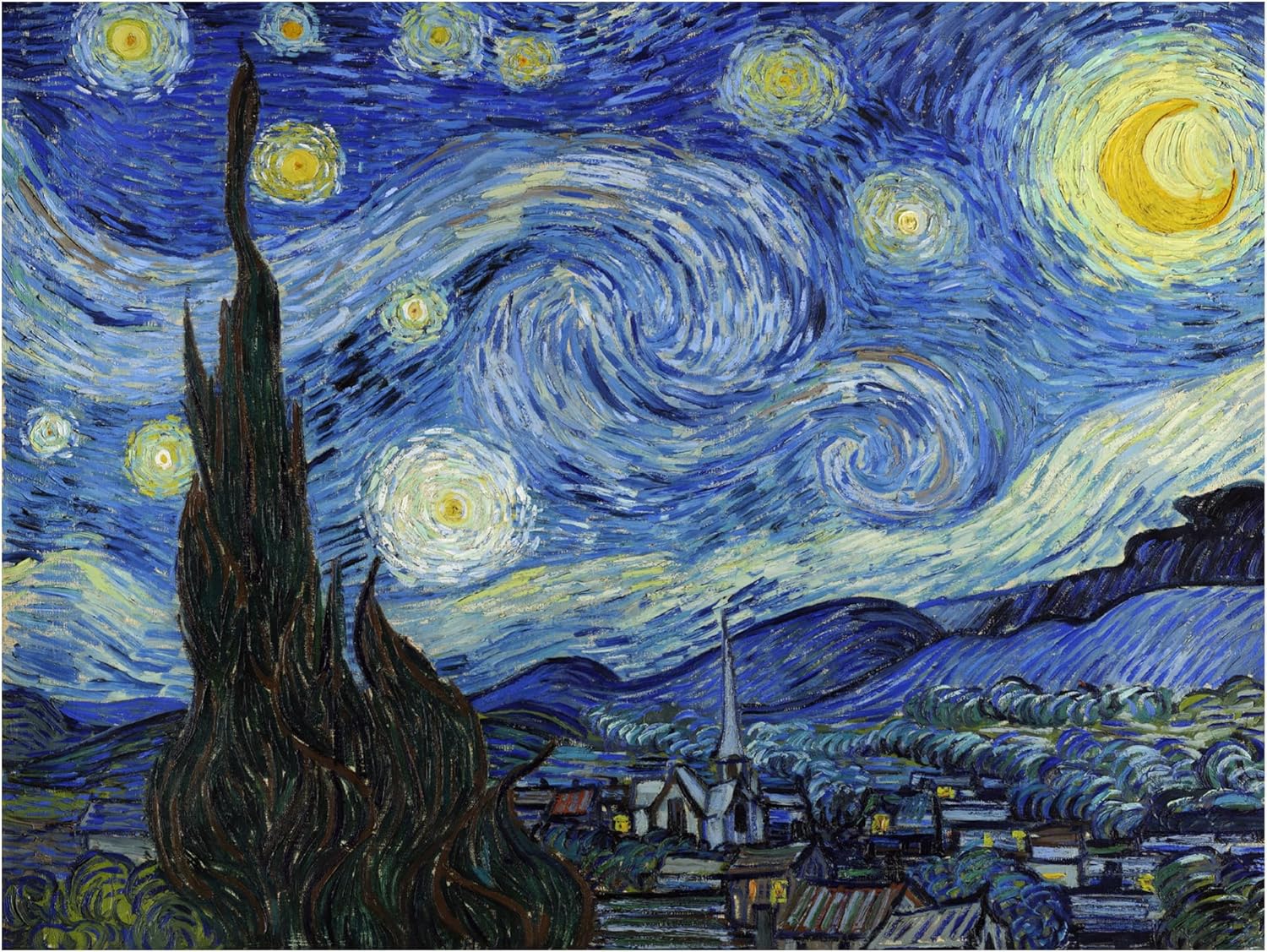 Wrapped Canvas Wall Art - Vincent Van Gogh 'Starry Night' Wall Art for Living Room, Bedroom, or Office Décor - 35x47