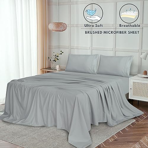 Miniatura 8 de RUVANTI Juego de sábanas tamaño California King, lujosa ropa de cama de microfibra suave y sedosa, acogedora y cómoda, bolsillo profundo de 15