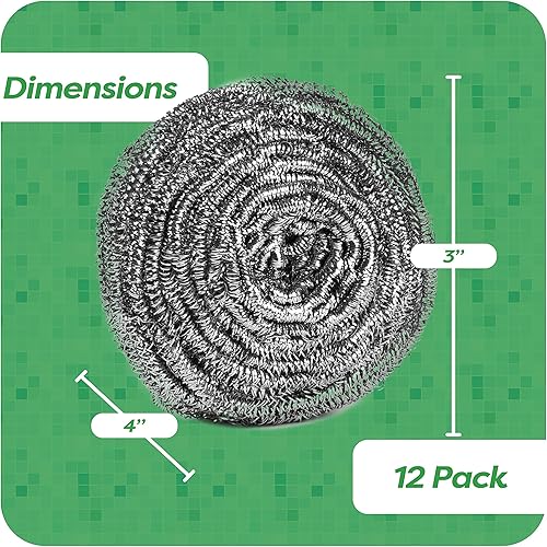 Miniatura 8 de Scrub It - Juego de 12 estropajos de acero inoxidable para limpiar platos, ollas, sartenes y hornos. Fácil de fregar para una limpieza difícil de la