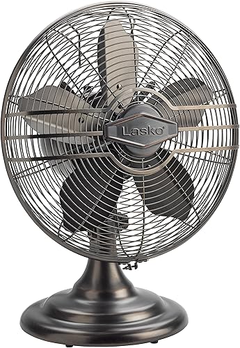 Miniatura 2 de Lasko Ventilador de mesa oscilante, portátil, 3 velocidades silenciosas, para dormitorio, cocina y oficina, 17 pulgadas, bronce, R12210 y ventilador