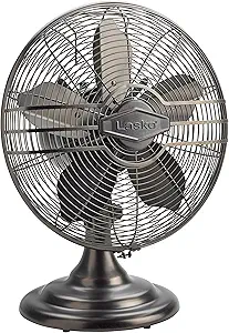 Lasko Oscillating Table Top Fan, Portable, 3 Quiet Speeds, for Bedroom, Kitchen and Office, 17", Bronze, R12210